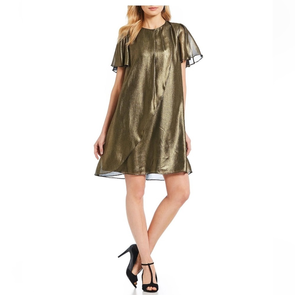 NEW Halston Heritage Metallic Gold Dress